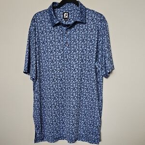 FootJoy Men's Blue Floral ProDry Performance Golf Polo Shirt Large